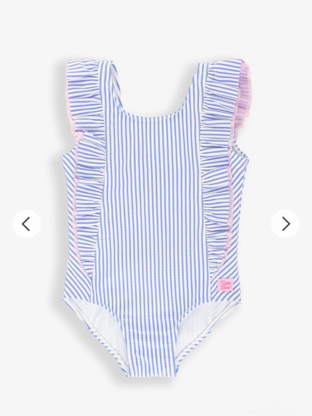 Ruffle Butts Blue and White Striped Ruffle One-Piece